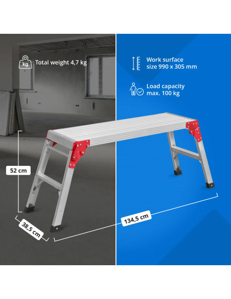 
Sulankstoma darbo platforma 99 x 30,5 cm, aukštis 51,5 cm
