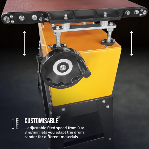 
Platus juostinis šlifuoklis metalui, medienai, plastikui, plotis 450 mm, 1500 W
