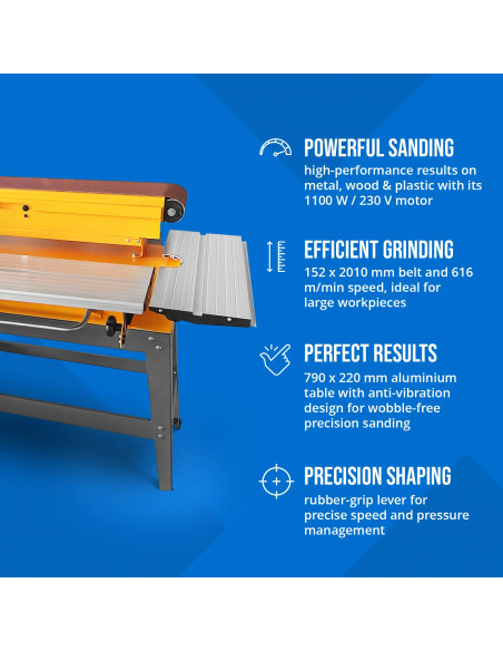 
Stalinis juostinis šlifuoklis medinėms ir metalinėms briaunoms 230 V 1100 W
