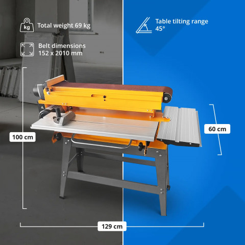 
Stalinis juostinis šlifuoklis medinėms ir metalinėms briaunoms 230 V 1100 W
