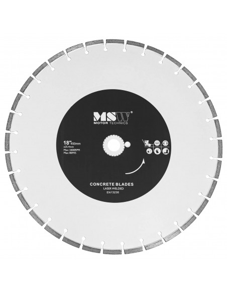 
Deimantinis diskas betonui, keramikai, plytelėms, skersmuo 450 mm, kiaurymė 25,4 mm
