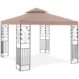Sodo paviljono pavėsinė palapinė sulankstomas stogas su ornamentu 3 x 3 x 2,6 m smėlio spalvos