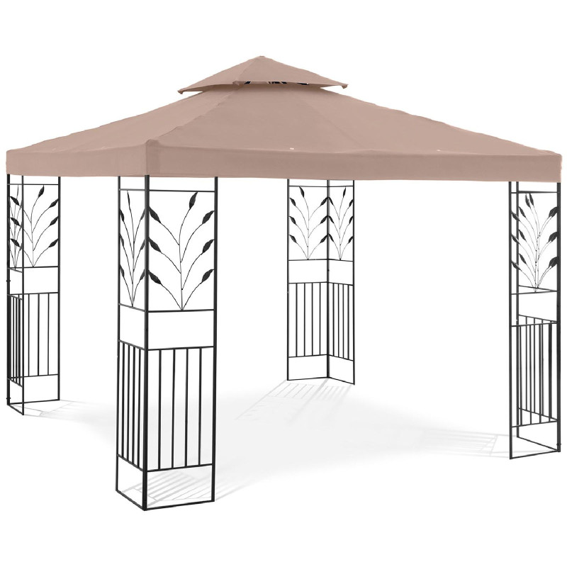 Sodo paviljono pavėsinė palapinė sulankstomas stogas su ornamentu 3 x 3 x 2,6 m smėlio spalvos