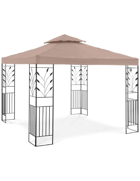 Sodo paviljono pavėsinė palapinė sulankstomas stogas su ornamentu 3 x 3 x 2,6 m smėlio spalvos Sodo paviljono pavėsinė palapinė sulankstomas stogas su ornamentu 3 x 3 x 2,6 m smėlio spalvos