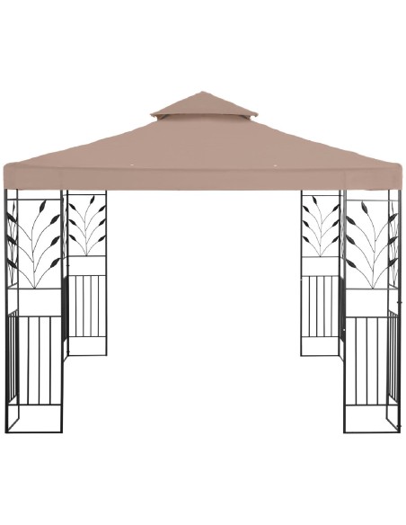 Sodo paviljono pavėsinė palapinė sulankstomas stogas su ornamentu 3 x 3 x 2,6 m smėlio spalvos Sodo paviljono pavėsinė palapinė sulankstomas stogas su ornamentu 3 x 3 x 2,6 m smėlio spalvos