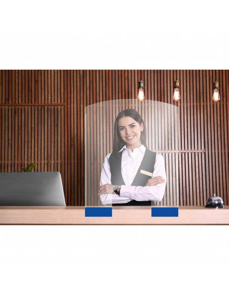 
Apsauginė organinio stiklo pertvara registratūros stalams, 850 x 700 mm
