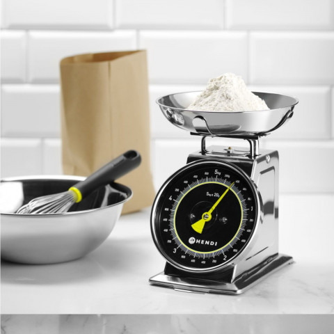 
Analoginės virtuvės svarstyklės su 5 kg plienine svėrimo lėkšte
