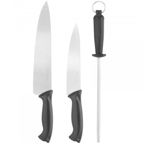 
18 cm ir 24 cm ilgio virėjo peilių rinkinys su galąstuvu
