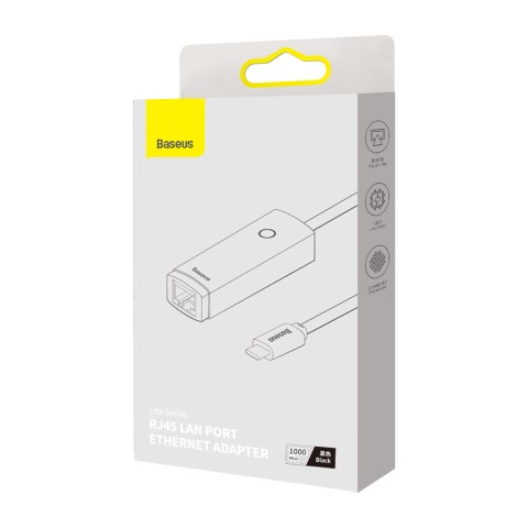 
Išorinis USB-C RJ-45 tinklo adapteris 1 Gbps 1000 Mbps juodas
