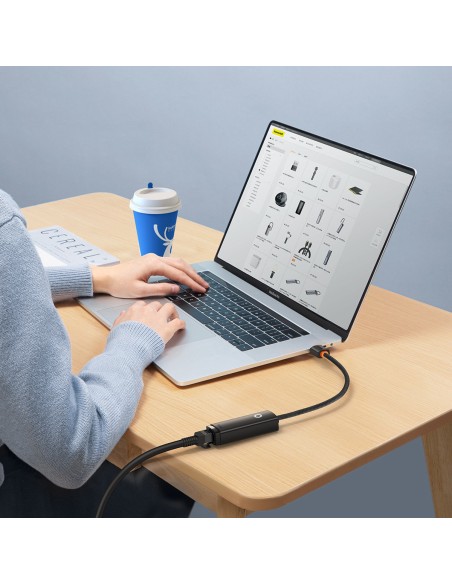 
Išorinis USB-C RJ-45 tinklo adapteris 1 Gbps 1000 Mbps juodas
