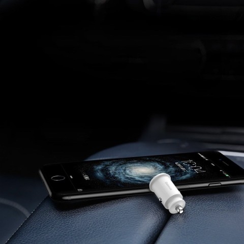 
Mini automobilinis įkroviklis telefonui, 2x USB „Grain“ automobilinis įkroviklis, baltas
