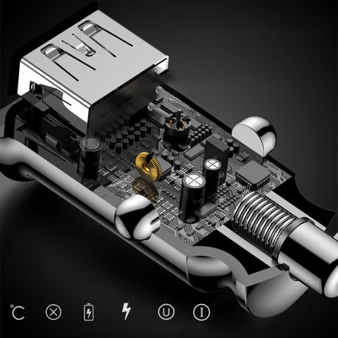 
Mini automobilinis įkroviklis telefonui, 2x USB „Grain“ automobilinis įkroviklis, baltas
