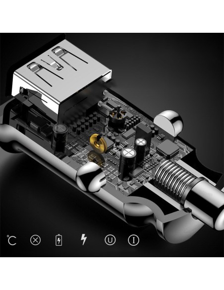 
Mini automobilinis įkroviklis telefonui, 2x USB „Grain“ automobilinis įkroviklis, baltas
