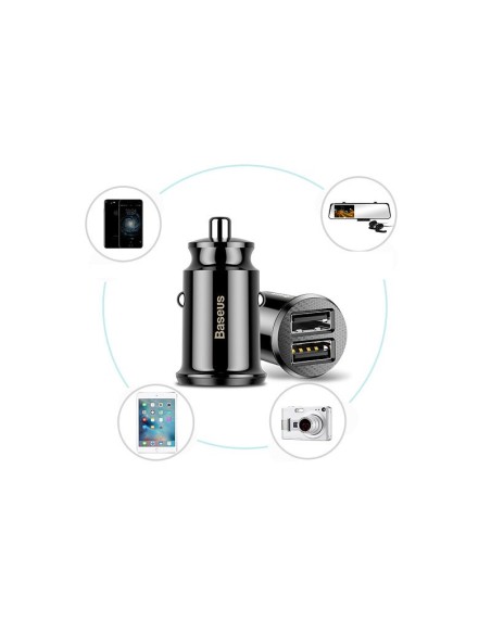 
Mini automobilinis įkroviklis telefonui, 2x USB „Grain“ automobilinis įkroviklis, baltas
