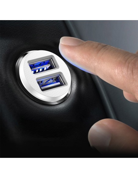 
Mini automobilinis įkroviklis telefonui, 2x USB „Grain“ automobilinis įkroviklis, baltas
