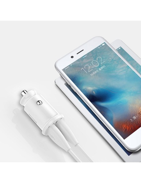 
Mini automobilinis įkroviklis telefonui, 2x USB „Grain“ automobilinis įkroviklis, baltas
