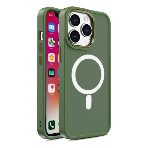 
Magnetinis dėklas su „MagSafe“ apsauga, skirtas „iPhone 15 Plus“, su skylutėmis dirželiui, žalias
