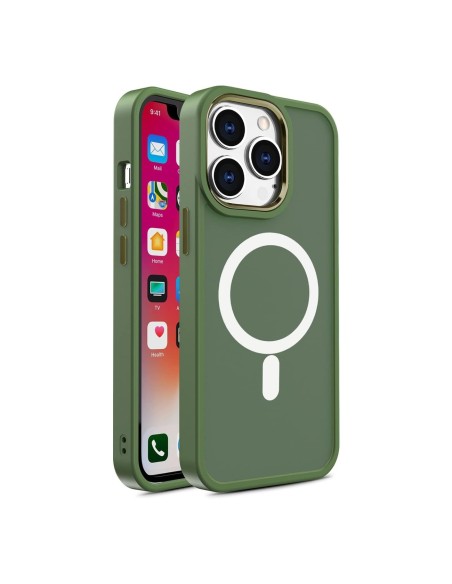 
Magnetinis dėklas su „MagSafe“ apsauga, skirtas „iPhone 15 Plus“, su skylutėmis dirželiui, žalias
