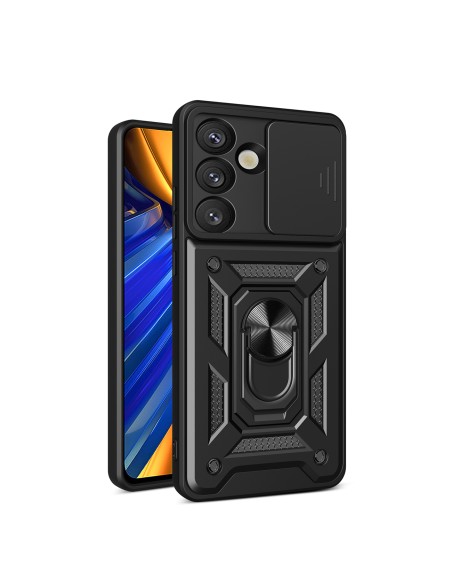 
Šarvuotas dėklas su stovu ir kameros dangteliu, skirtas „Honor 400 Hybrid Armor Camshield“ - juodas
