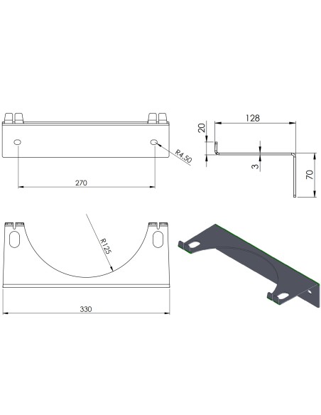 Sieninis laikiklis 1 dujų balionui maks. 250 mm PRO-LINE cilindrai Sieninis laikiklis 1 dujų balionui maks. 250 mm PRO-LINE cilindrai