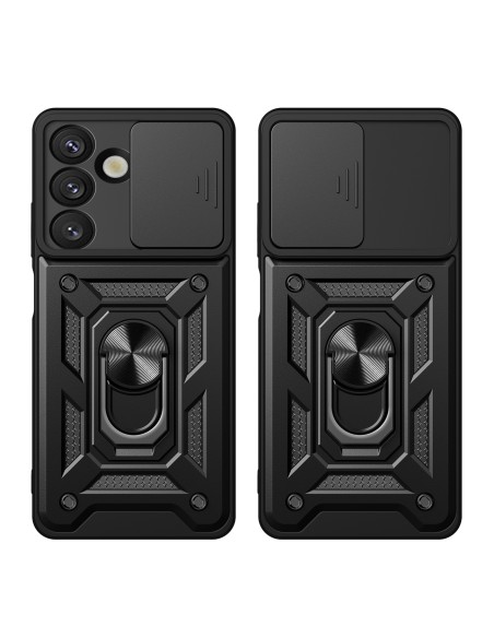
Šarvuotas dėklas su stovu ir kameros dangteliu, skirtas „Honor 400 Hybrid Armor Camshield“ - juodas
