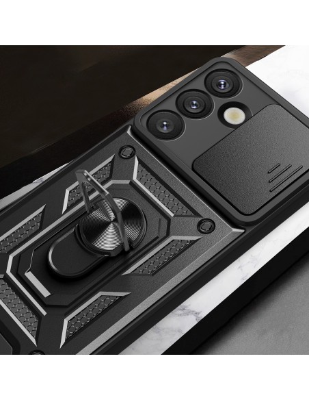 
Šarvuotas dėklas su stovu ir kameros skydeliu, skirtas „Samsung Galaxy M06 5G / F06 5G Hybrid Armor Camshield“ - juodas...