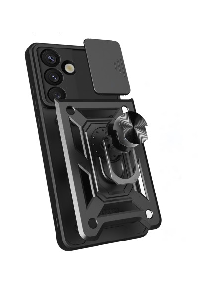 
Šarvuotas dėklas su stovu ir kameros skydeliu, skirtas „Samsung Galaxy M06 5G / F06 5G Hybrid Armor Camshield“ - juodas...
