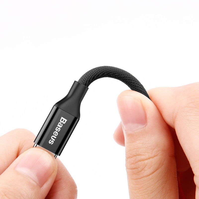 Patvarus audinio kabelis USB Iphone Lightning 1.2M juodas