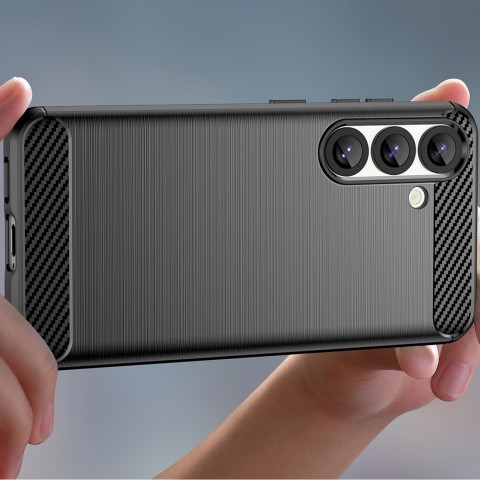 
Lankstus silikoninis dėklas, skirtas „Samsung Galaxy F06 5G Carbon“ - juodas

