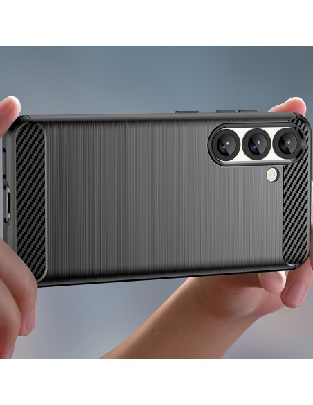 
Lankstus silikoninis dėklas, skirtas „Samsung Galaxy F06 5G Carbon“ - juodas
