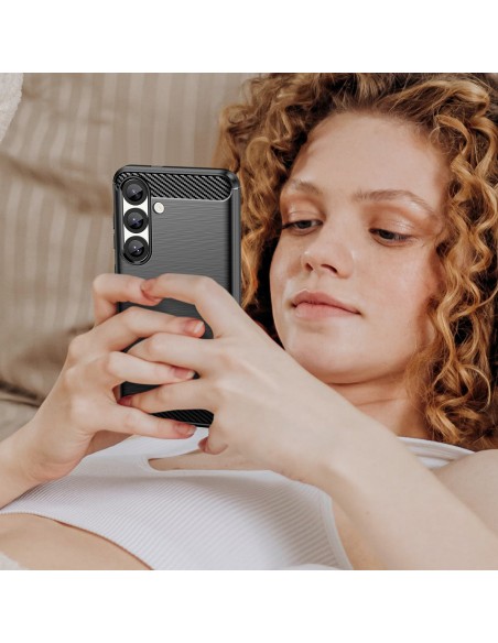 
Lankstus silikoninis dėklas, skirtas „Samsung Galaxy F06 5G Carbon“ - juodas
