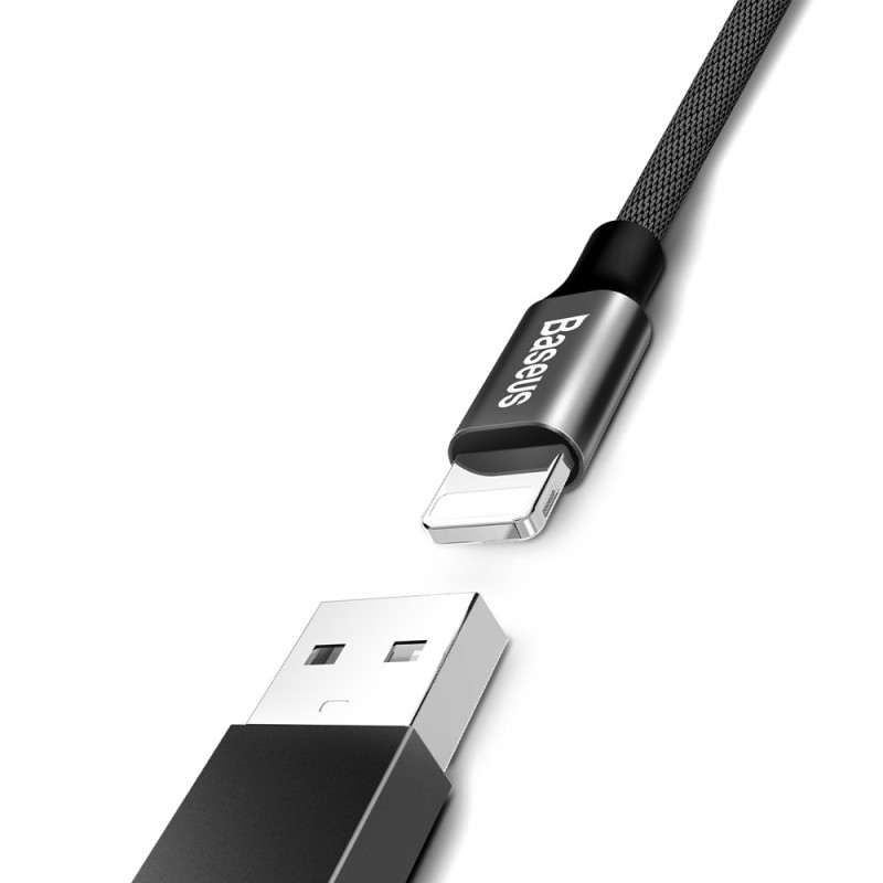 Patvarus audinio kabelis USB Iphone Lightning 1.2M juodas