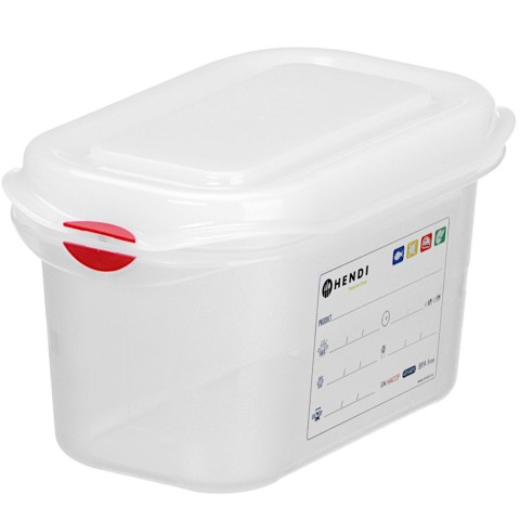 
Maisto indas GN 1/ 9 su dangteliu su etikete 0,6 l 176x108x65 mm
