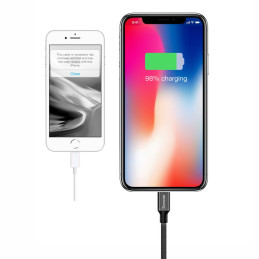 Patvarus audinio kabelis USB Iphone Lightning 1.2M juodas