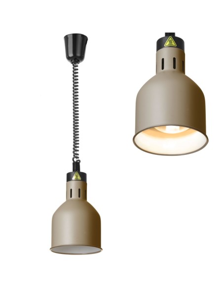 
Cilindrinė pakabinama maisto šildymo lempa, 175 mm skersmens, 250 W - smėlio spalvos
