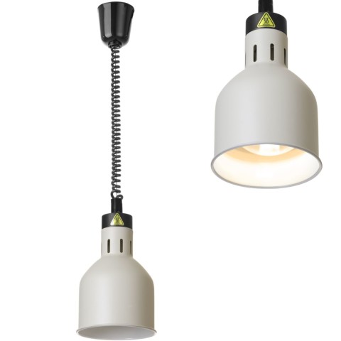 
Cilindrinė pakabinama maisto šildymo lempa, 175 mm skersmens, 250 W - balta
