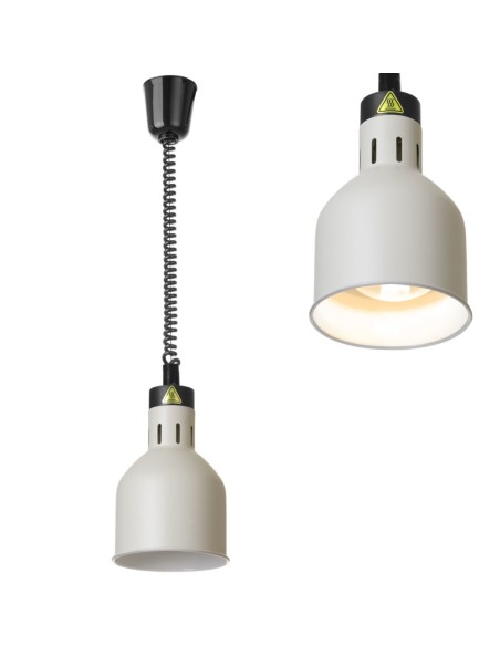 
Cilindrinė pakabinama maisto šildymo lempa, 175 mm skersmens, 250 W - balta
