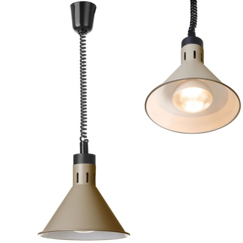 
Kūginė pakabinama maisto šildymo lempa, 275 mm skersmens, 250 W - smėlio spalvos
