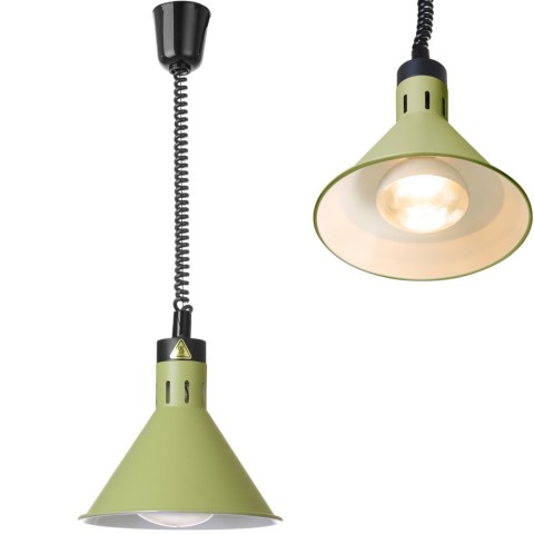 
Kūginė pakabinama maisto šildymo lempa, 275 mm skersmens, 250 W - žalia
