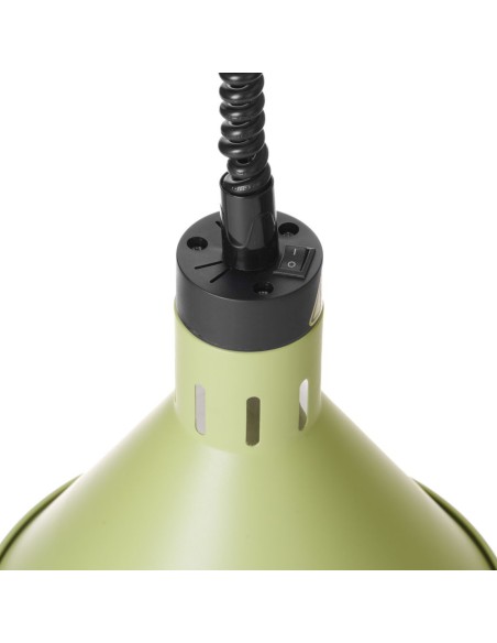 
Kūginė pakabinama maisto šildymo lempa, 275 mm skersmens, 250 W - žalia
