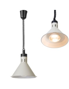 
Kūginė pakabinama maisto šildymo lempa, 275 mm skersmens, 250 W – balta
