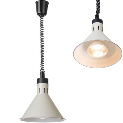 
Kūginė pakabinama maisto šildymo lempa, 275 mm skersmens, 250 W – balta
