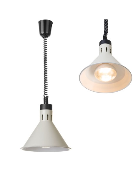 
Kūginė pakabinama maisto šildymo lempa, 275 mm skersmens, 250 W – balta
