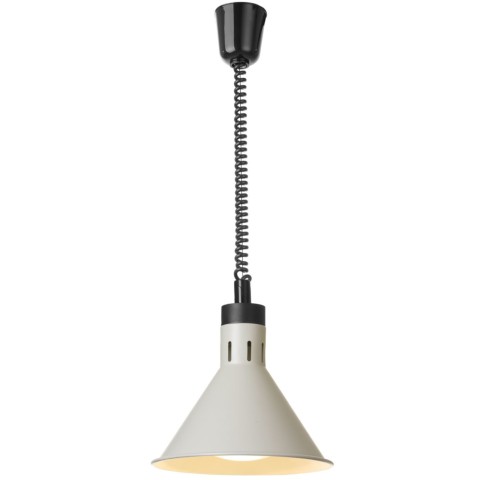 
Kūginė pakabinama maisto šildymo lempa, 275 mm skersmens, 250 W – balta
