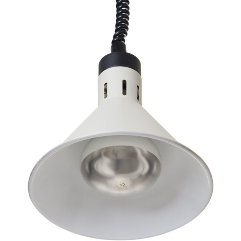 
Kūginė pakabinama maisto šildymo lempa, 275 mm skersmens, 250 W – balta
