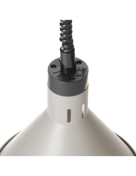 
Kūginė pakabinama maisto šildymo lempa, 275 mm skersmens, 250 W – balta
