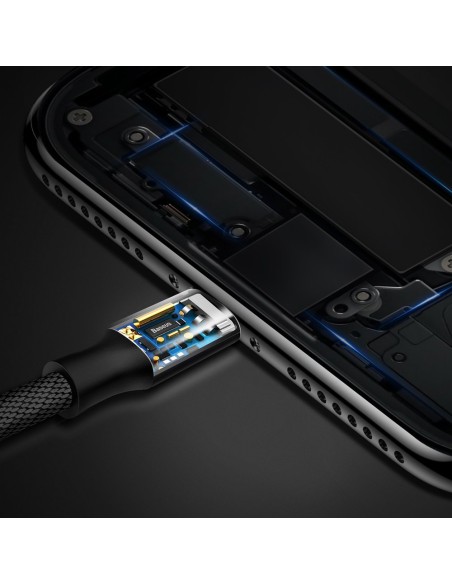 Patvarus audinio kabelis USB Iphone Lightning 1.2M juodas Patvarus audinio kabelis USB Iphone Lightning 1.2M juodas