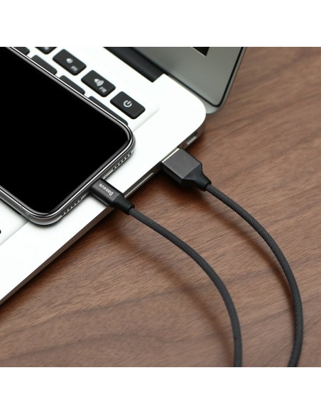 Patvarus audinio kabelis USB Iphone Lightning 1.2M juodas Patvarus audinio kabelis USB Iphone Lightning 1.2M juodas
