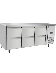 
Gastronominis šaldomas stalas su 6 stalčiais 204 l 400 W 1795x700x840 mm

