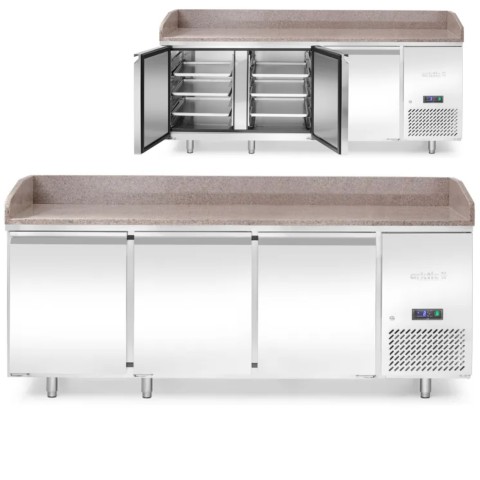 
Šaldomas picos stalas su granito stalviršiu ir 3 durelių kraštu 375 l 400 W 201x80x88 cm
